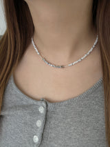 pebble silver bar necklace