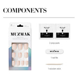 MUZMAK Reusable Nail Tip Peach Glitter(Short Square)