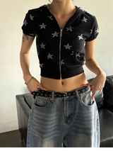 Star crop hood zip up(2color)