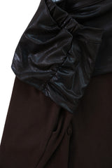 [ID] Layered Leather Bootcut Pants (Brown)