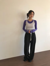 Silk Turn-Up Slacks (2color)