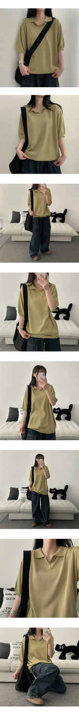 Molylinen Collar Short Sleeve Knitwear