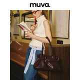 muva. Shao‑Mai Dumpling Underarm Bag, Genuine‑Leather Original Elegant Large‑Capacity Shoulder Purse for Women, New Arrival Aug 2