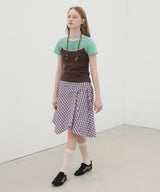 Checked Asymmetric Skirt - Pink