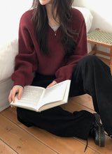 Round Or V-neck Daily Basic Knit (10color / 2type)