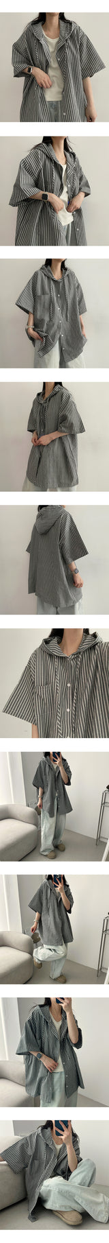 Luck on Linen Stripe Hooded Shirt