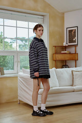 ARETE STRIPE OVERFIT COLLAR T-SHIRT / NAVY