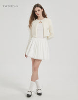 Lacey cotton shirring wrap mini skirt white