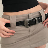 American Retro Silver Leather Belt