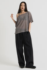 ニットワンショルダーTシャツ, Charcoal
