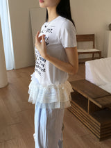 Parts Frill Lace Wrap Layered mini Skirt Belt