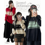 Tolp Lettering Color Round Knitwear
