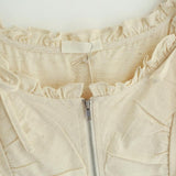 Frill shirring zipper corset top 231139667