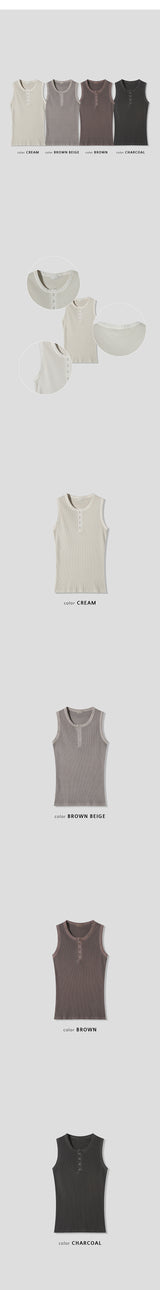 [S/S] ピグメントゴルジヘンリーネックノースリーブ(4color)