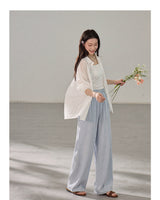 Easy-fit Straight Banding Wide Summer Slacks