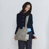Fabric 2 Pocket Flat Cross Bag Set (Light Khaki)