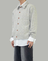 Pie knit collar cardigan
