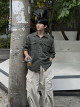 Carder dying washing cropped shirt
