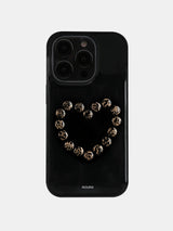 heart stud case (leopard)