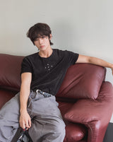 Cross Stud Ribbed Short Sleeve T-shirt