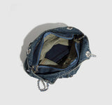 denim pocket chain cross shoulder bag