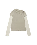 COWL NECK LAYERED LONG SLEEVE - OATMEAL