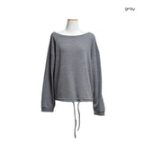 (3color) リボンストライプオフショルダーニットTシャツ