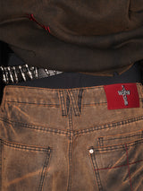 TIE SPRAYED BOOT CUT SUEDE PANTS