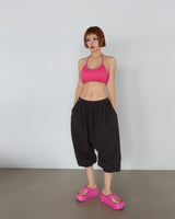 6 color halter neck cap built-in inner bra top