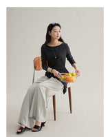 High-waisted straight wide slacks