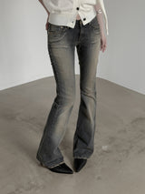 Sand Tin Washed Raw Bootcut Denim