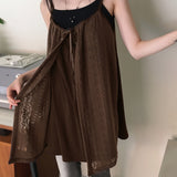 Koachi Vintage Lace Slit Layered Mini Dress