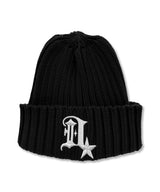 Ribbed D Symbol Cotton Beanie_Black