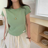 [BELLIDE MADE] Daily Label Semi-Cropped Short-Sleeved T-Shirt