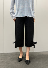 Slacks Side Ribbon Relaxed Fit Capri Pants 2color
