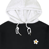 [UNISEX]ホワイトフラワードットカラーブラックフーディー