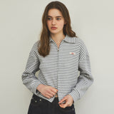 Stripe Tweed Waffle Zip-Up_Gray