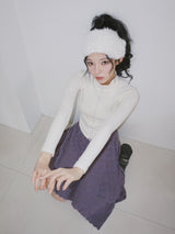 velvet line half-turtleneck zip-up slim top