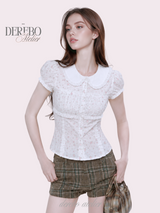 Peter Pan Floral Short-Sleeve Blouse 