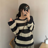 Big stripe see-through long sleeve knit T