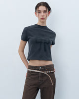 ネバーブレイククロップTシャツ　チャコール