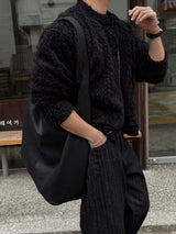 Slub strip denim pants