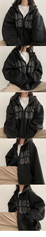 Nibo Boxy ナッピングエンボスレタリングパーカー