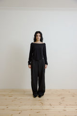 OHNE OFFSHOULDER HOODIE (BLACK)