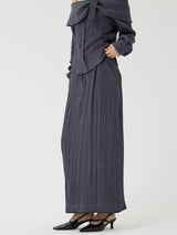 Scratch Low-Rise Long Skirt, Charcoal