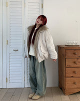 Verti Side Pintuck Balloon Denim Pants