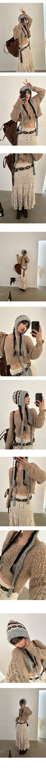 ETHNIC BALACLAVA (GRAY, BROWN, BLACK 3COLORS!)