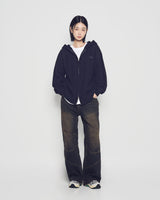 25FW CABLE KNIT HOODIE ZIP UP BLACK
