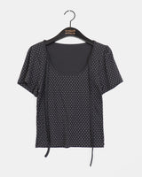 ハエルドットパフスリーブストラップTシャツ