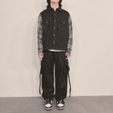 strap elastic pants_black